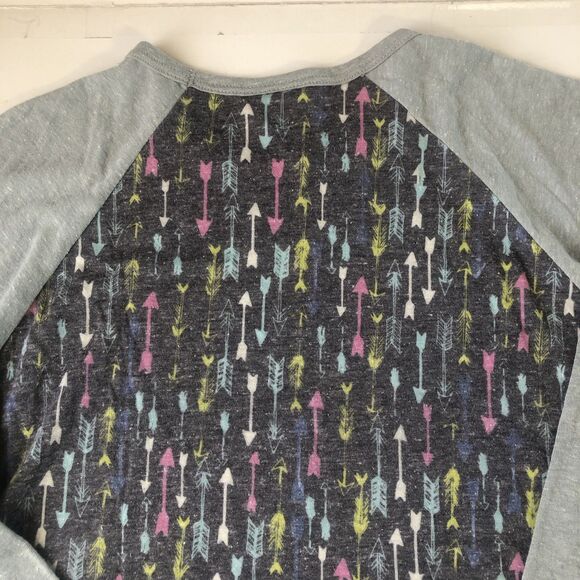 Lularoe Randy Women’s 3/4 Sleeve Raglan Tee Gray/charcoal Colorful Arrows NWT - Picture 9 of 13
